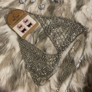 Sexy Boho Silver Body Chain Bralette